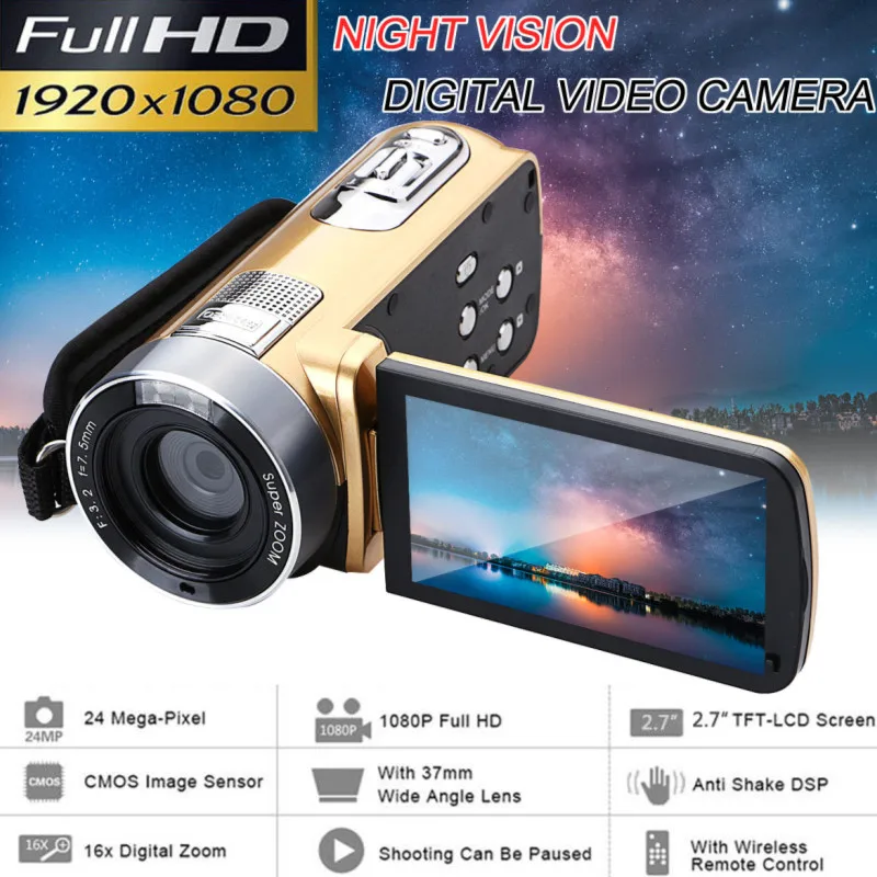 

1080P HD Video Camcorder Infrared Night Vision 24 Million Pixels Digital Camera LED Flash 16x Digital Zoom Camcorder DV Recorder