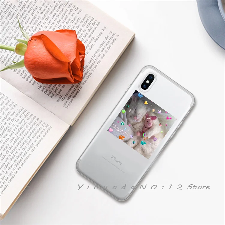 Yinuoda супер милый кот собака мультфильм розовый в форме сердца ты и я серия HD Прозрачный чехол для телефона для iphone 6 7 8 Plus X XS XSMax 5S