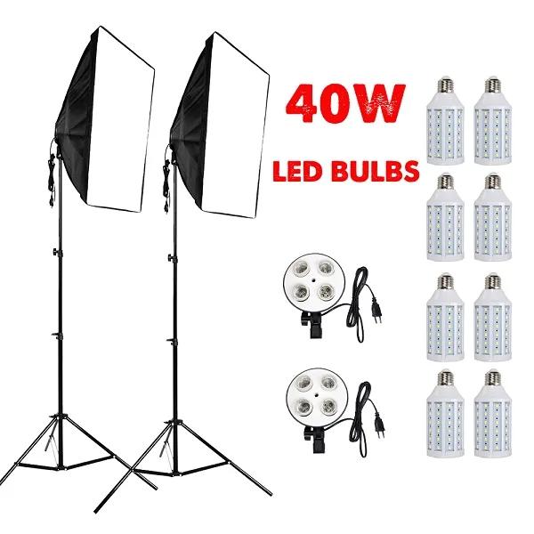 ASHANKS холодный белый свет софтбокс Для студийной съемки софт бокс зонт photo equipment of soft studio ce Упаковано хорошо - Цвет: With 8PCS 40W Bulbs