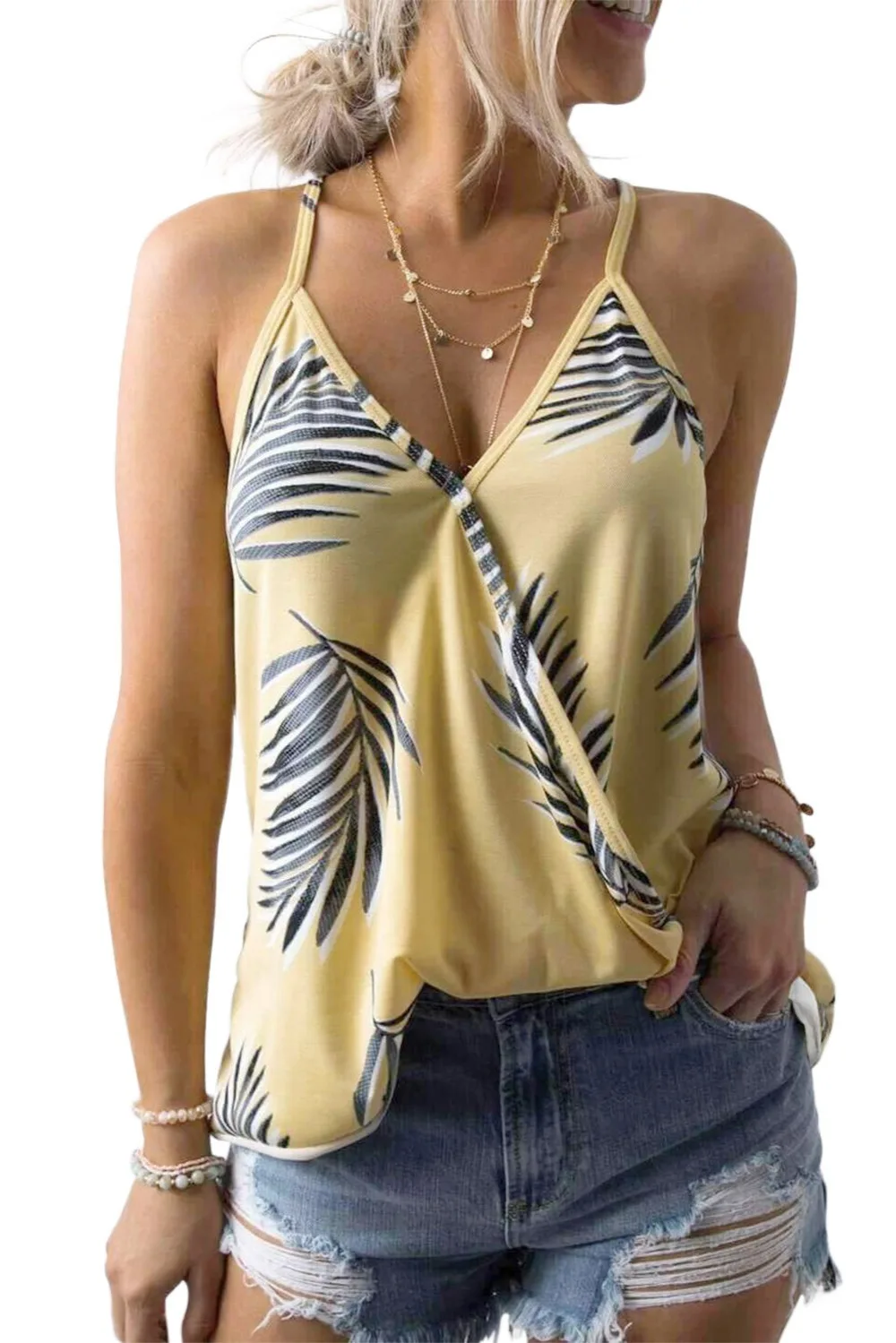 Yellow-Tropical-Plant-Print-Tank-Top-LC251916-7-3