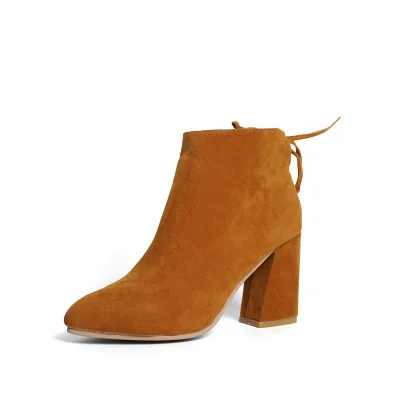 

2018 New Women's Shoes winter Fashion Pointed Toe boots Ankle Boots Martin boots sexy High heels Buckle Strap women Flcok shoes