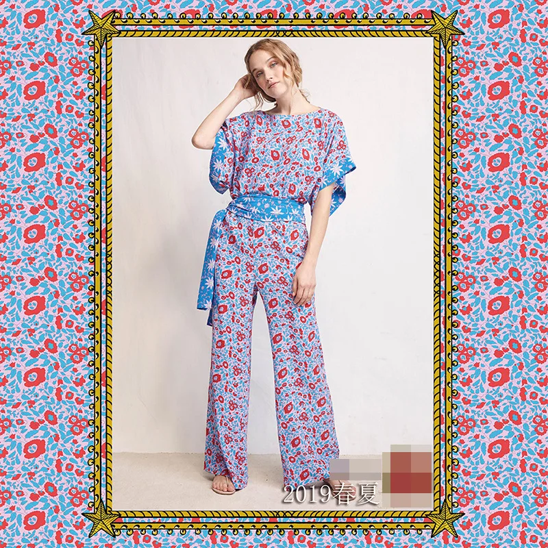 

2019 new spring and summer polyester printed fabric dress tops parent-child wear fashion release wholesale pre-sale 145cm wide