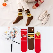 Harajuku/весенние новые хлопковые носки в европейском и американском стиле, прямые забавные Носки с рисунком картофеля фри/Кока/маданга, meia calcetines mujer