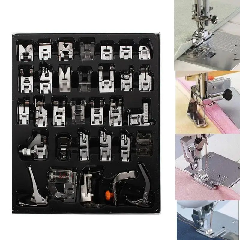

A Set of 32pcs Domestic Sewing Machine Presser Foot Feet Set for Brother Babylock New Home Janome Elna Toyata Singer NewHome
