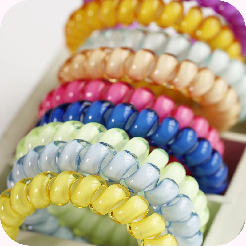 

NEW Women Hair Accessories 10Pcs/Lot Candy Color Telephone Wire Line Elastic Rubber Band Hairbands Hair Rope For Girls Headbands