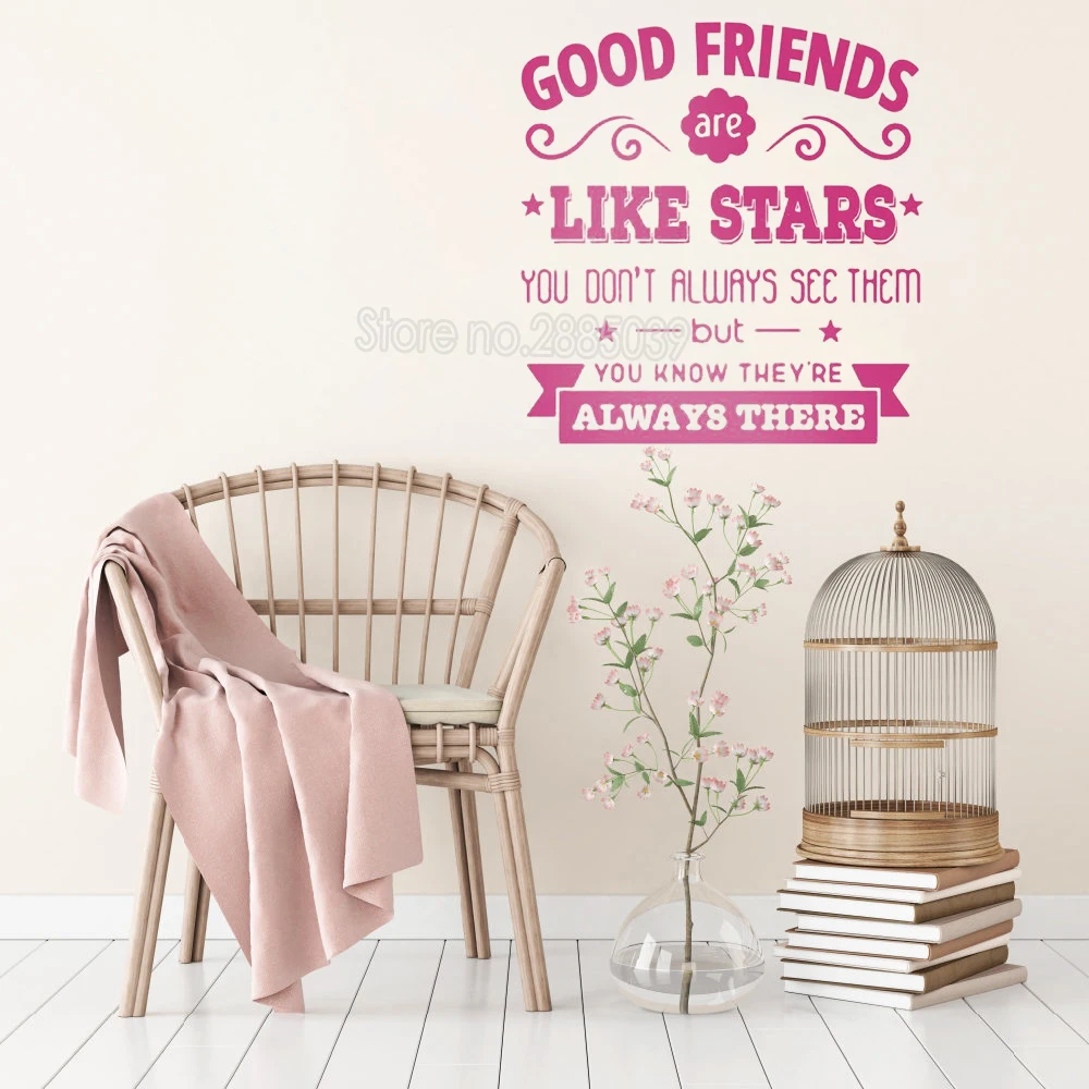 

Good Friends Are Like Stars Quote Wall Sticker For Kids Room Decal Removable Vinyl Art Font Hot Selling Text Wall Decals LC243