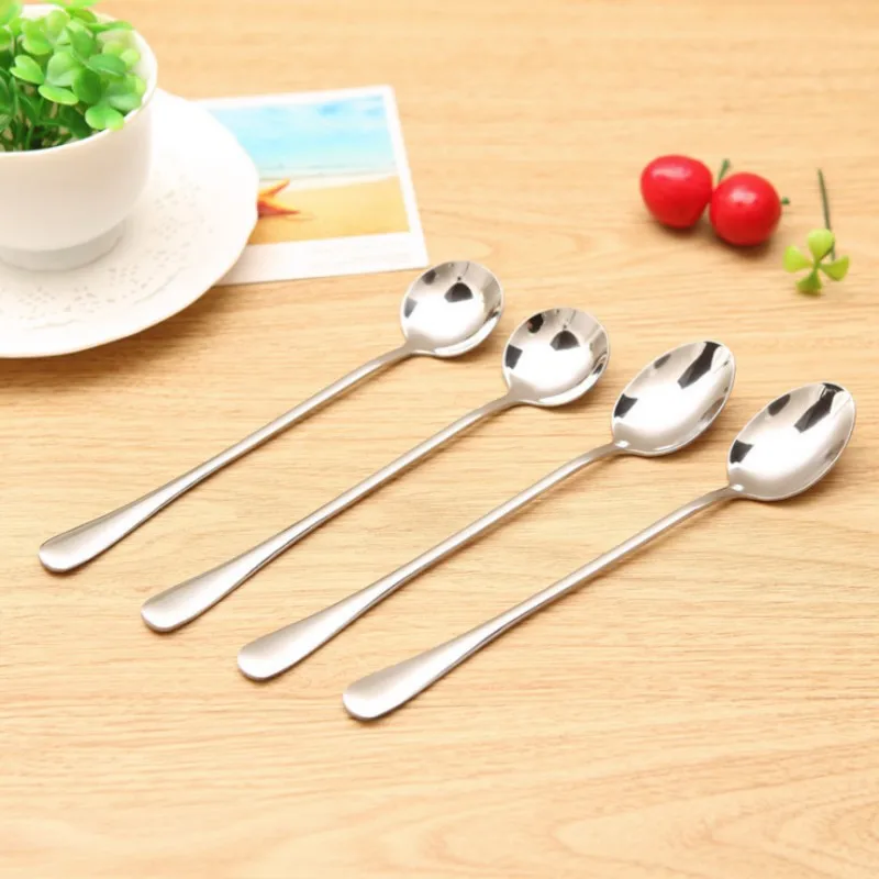 1Pz Stainless Steel Long Handle Coffee Latte Spoon Dessert spoon Ice