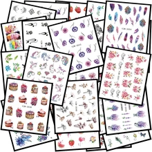 LCJ 48 Популярные черные наклейки для дизайна ногтей ожерелье Единорог ювелирные изделия кошка бабочка кулон маникюр Советы ногтей переводные наклейки