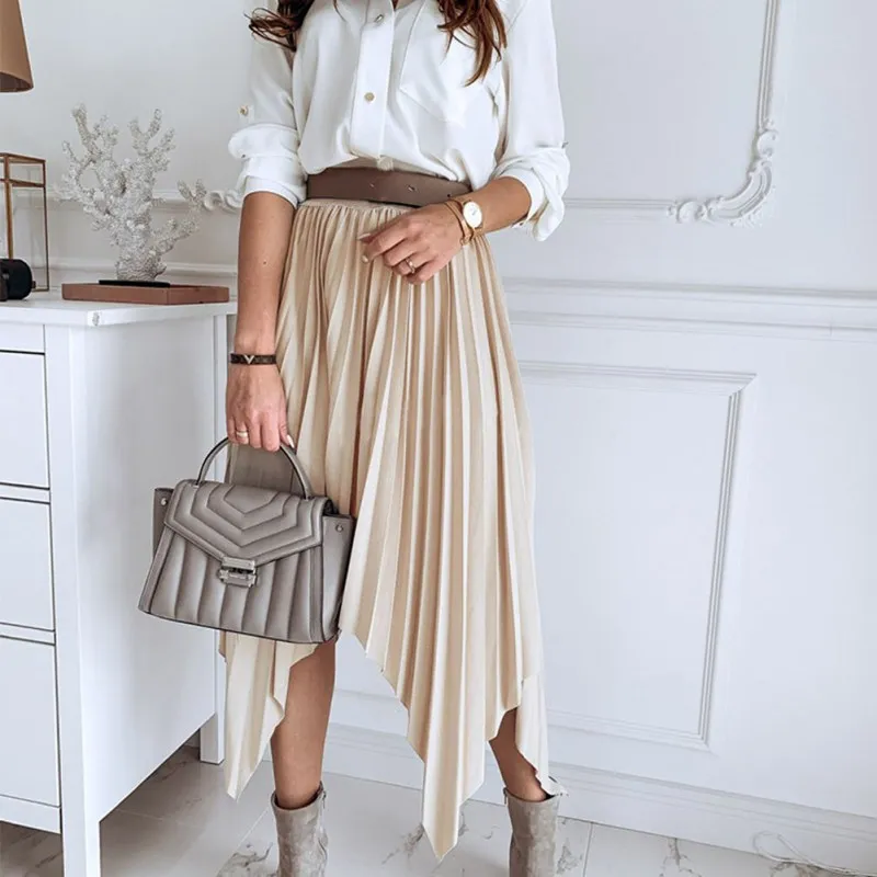 Женская летняя плиссированная юбка феи с завышенной талией, Однотонная юбка, сетчатая элегантная Свободная юбка-ласточкин хвост, юбка средней длины, повседневные юбки для вечеринок