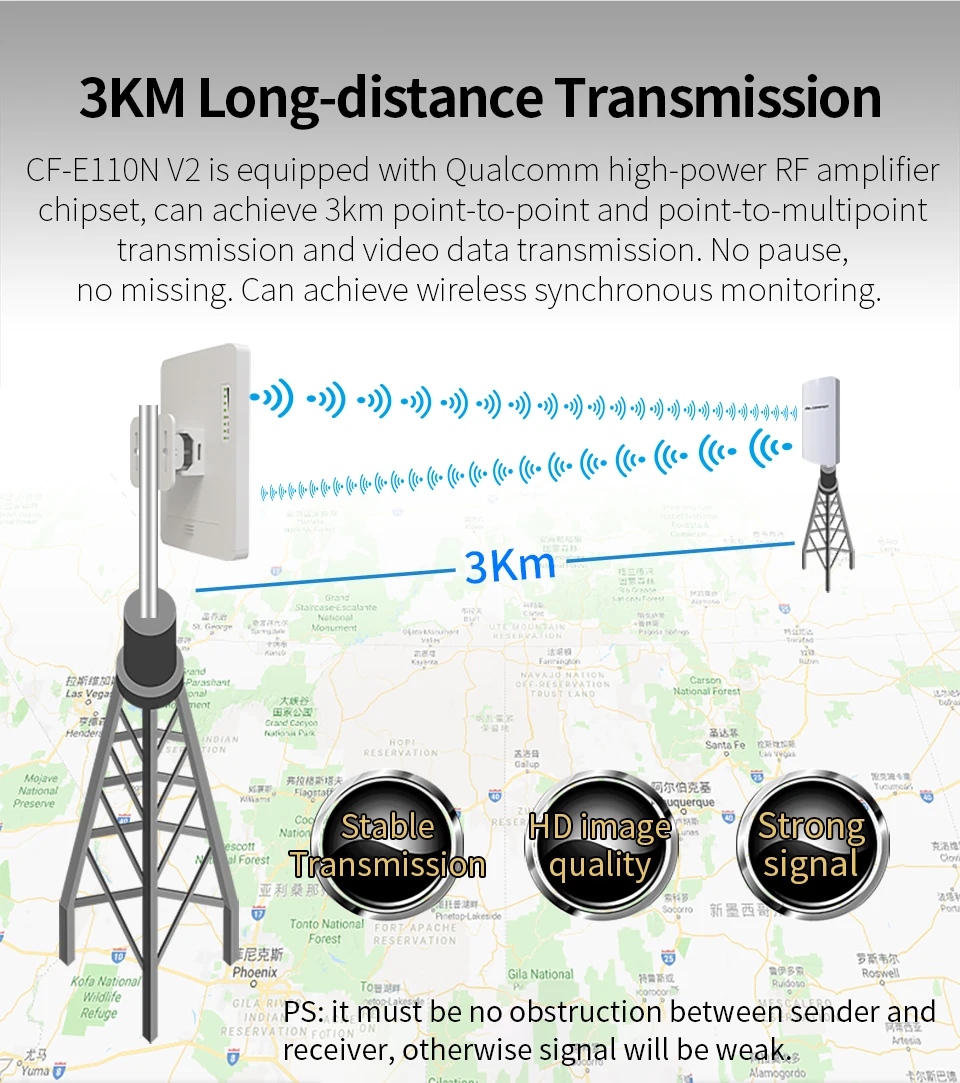 Comfast 300mbps 2 4G беспроводная уличная Wi fi антенна большого радиуса действия cpe 11dbi