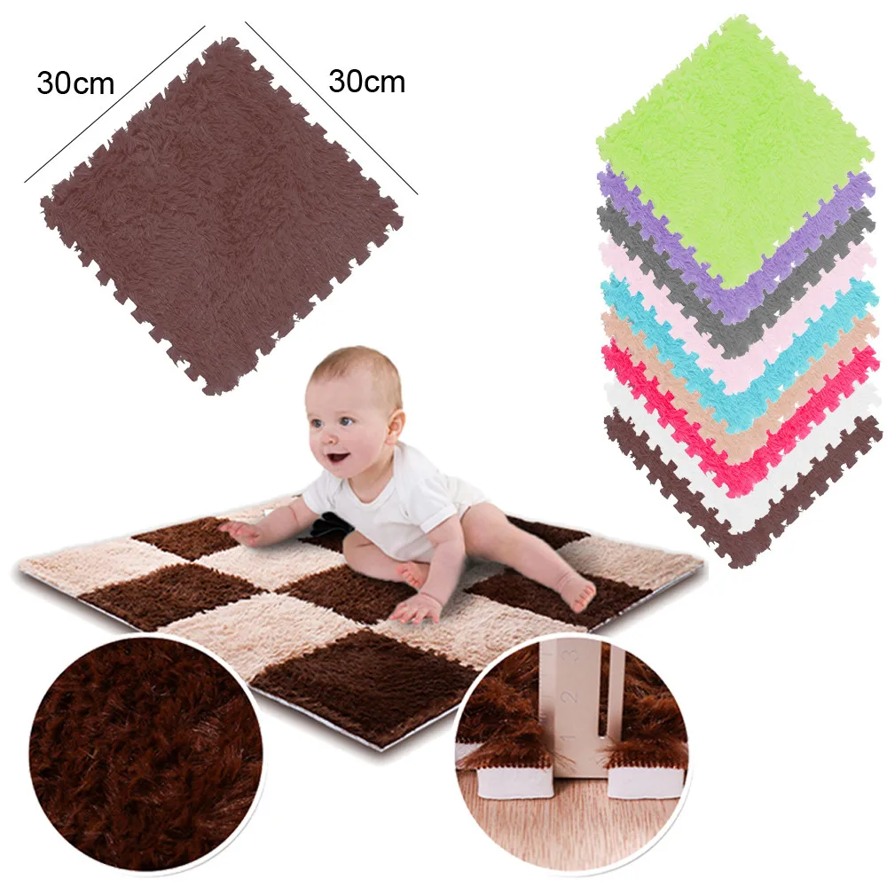 

30*30cm Kids Carpet Foam Puzzle Mat EVA Long Fluff Baby Eco Floor 9 colors bathroom mats and rugs soft sets #EW