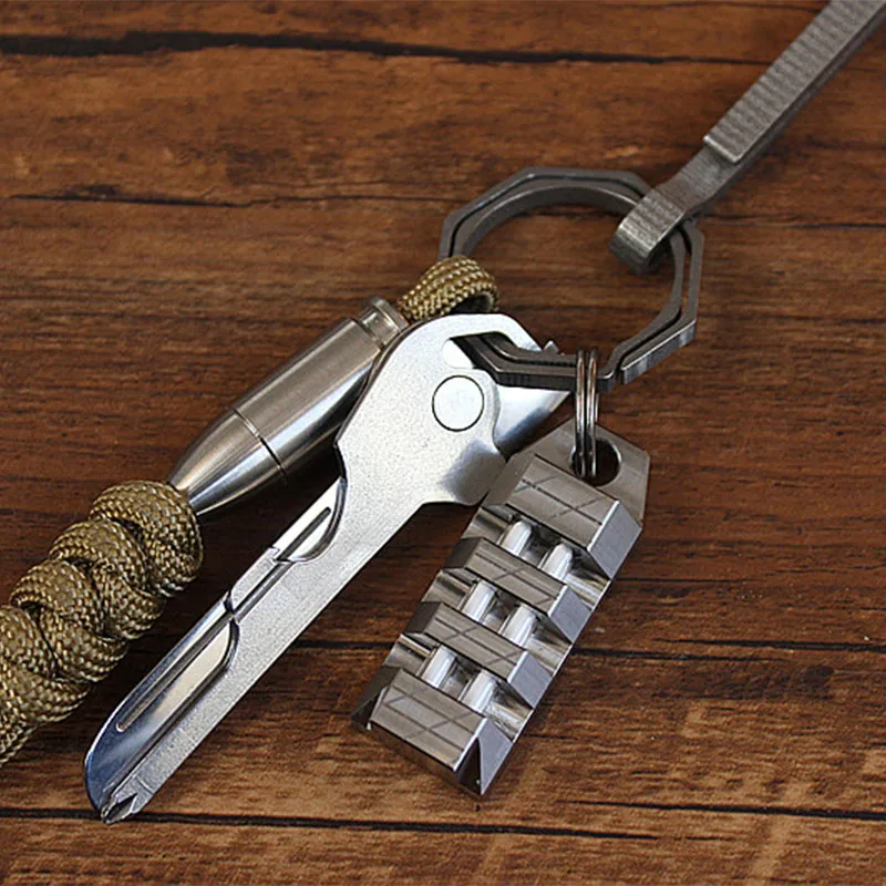 EDC Outdoor Automatic Light 25 Years Tritium Titanium Alloy Keychain Fluorescent Tube Lifesaving Emergency Lights Free shipping