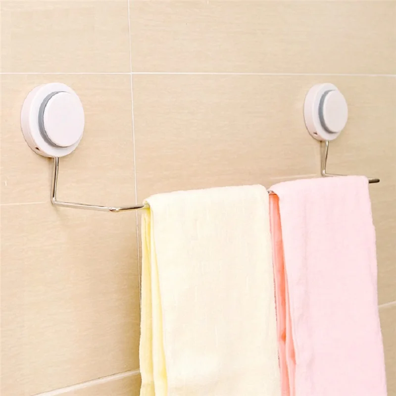 Double Suction Cup Stainless Steel Bath Towel Rack Wall Mounted Towel
