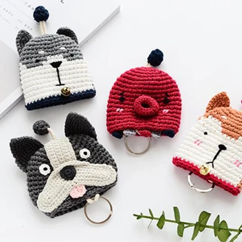 

Kids Girls Cartoon Mini Key Wallet Holders Bags Fashion Drawstring Keychain Holder Hand-woven Cute Key Holders
