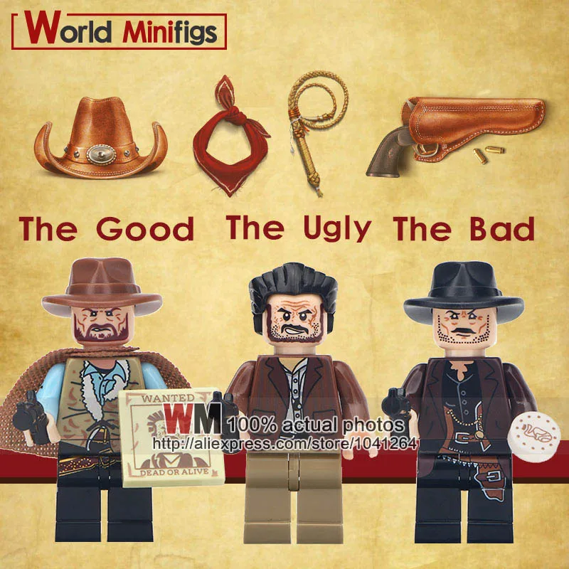 

20LOTS OF Cowboy The Good The Ugly The Sad Movie Characters Action Figures Building Blocks Children WM6026
