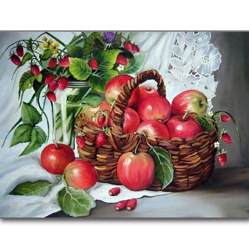 

Full square / round diamond 5D DIY diamond painting "flower and fruit" 3D embroidery cross stitch mosaic rhinestone home decorat