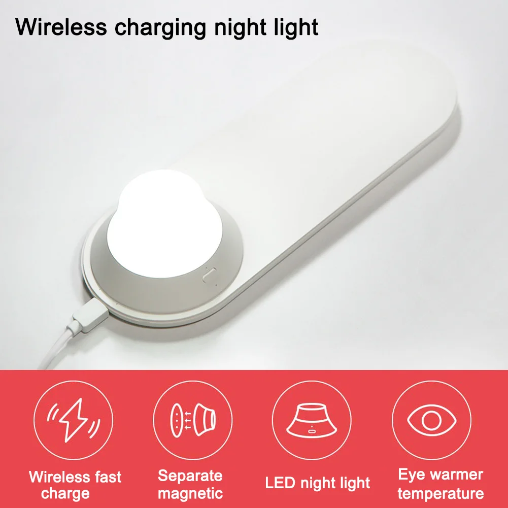 

Newly LED Flicker-Free Eye Caring Night Light with Wireless Phone Charger for Reading XSD88