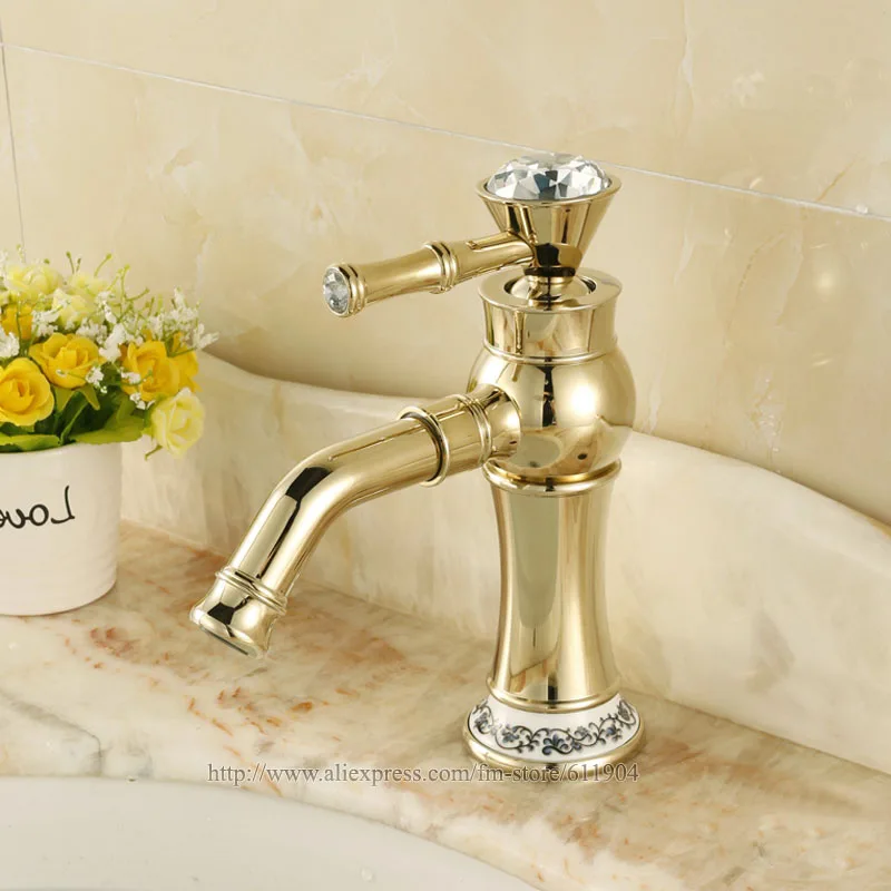 Free shipping Gold Color Bathroom Faucet Lavatory Vessel Sink Basin