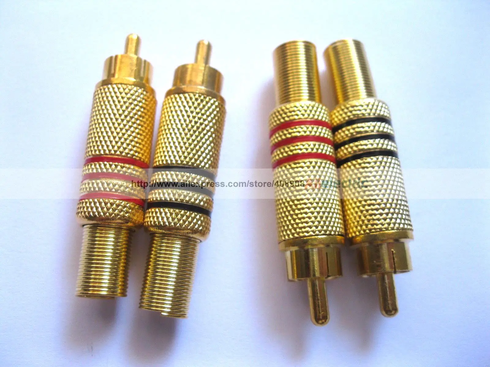 

80 Pcs RCA Male Plug Gold Plated with Spring Red Black