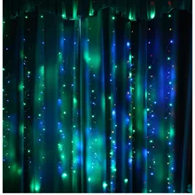 Светодиодный светильник в виде звезд, Декоративная гирлянда с медным проводом, USB пульт дистанционного управления, занавес, 3 м в ширину, 3 м в высоту