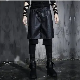 black 27-44 новая мужская одежда GD Простые Модные повседневные штаны Две Поддельные Кожаные Брюки сшивание плюс размер певица костюмы - Цвет: black