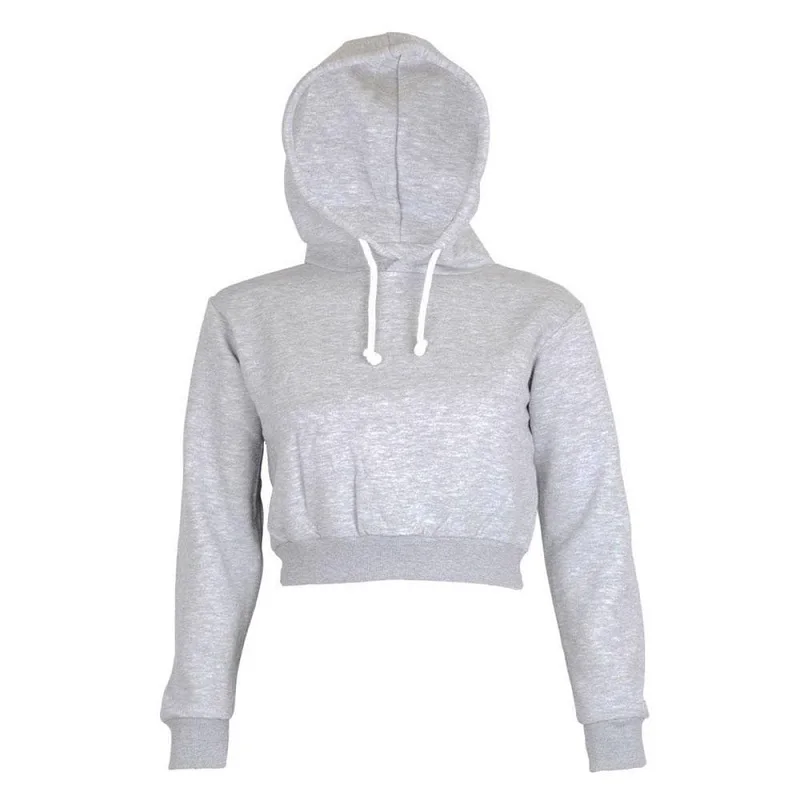 Осень 2017 г. для женщин толстовки Solid Crop Hoodie джемпер с длинным рукавом пуловер капюшоном Пальто Повседневное Толстовка Топ sudaderas mujer