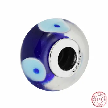 

Royal Blue Evil Eye Murano Glass Charm Beads for Jewelry Making DIY Fit PANDORA Charms Silver 925 Original Wholesale P5036