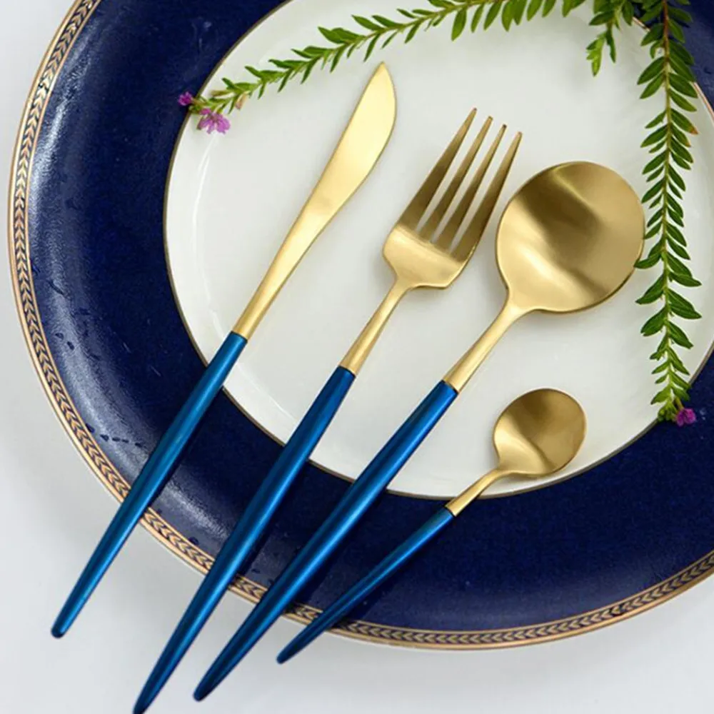 Hight-quanlity-4Pcs-Lot-Cutlery-Set-Gold-18-10-Stainless-Steel-Dinnerware-Set-Fork-Knife-Sliverware