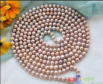 

Free shipping@@@@@ 100" 10mm lavneder round pearl necklace AALD1083