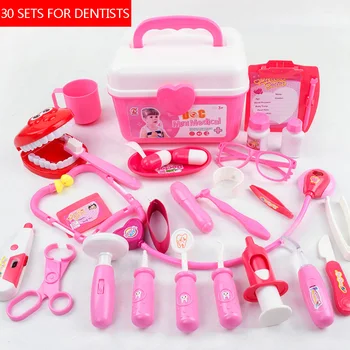

Children Pretend Toys 30pcs Creative Doctor Toys Educational Pretend Dentist Nurse Role Play Portable Suitcase Medical Kit