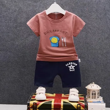 Newborn red t-shirt and short baby boy clothing set 3