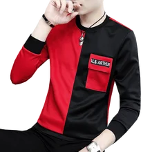 23 Модели футболок, Мужская осенняя одежда с длинным рукавом, зимний бархатный теплый топ, индивидуальная трендовая одежда, Корейская версия одежды