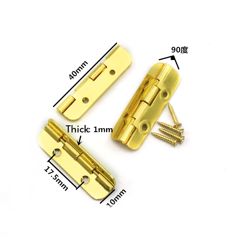 Dobradiça de Mola de Ferro 20 Peças 40 mm x 10 mm Suporte Retrô Bronze Antigo para Móveis em Miniatura Max Aberto 90 Deg