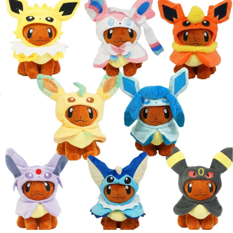 20 см 8 дюймов Аниме мультфильм Eevee пончо Umbreon Espeon Jolteon Vaporeon Sylveon flameon плюшевые куклы