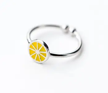 

Cute Lovely (size5.25-size5.6) lady's REAL.925 Sterling Silver Fine Jewelry lemon Fruit Ring For Child GTLJ1250
