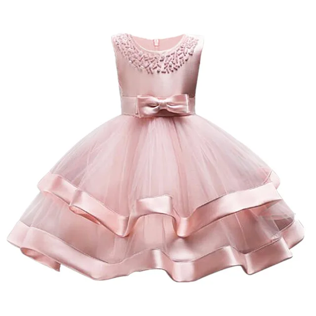 Детское платье для девочек; От 2 до 12 лет с вышивкой; платье для маленьких девочек для свадебной вечеринки; элегантная официальная детская одежда для девочек; платье для малышей - Цвет: pink