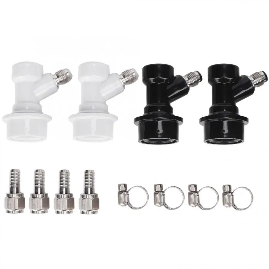 4 PCS Threaded Ball Lock Keg Fittings Plastic Connector with Adapter Clamp Ball Lock Connector