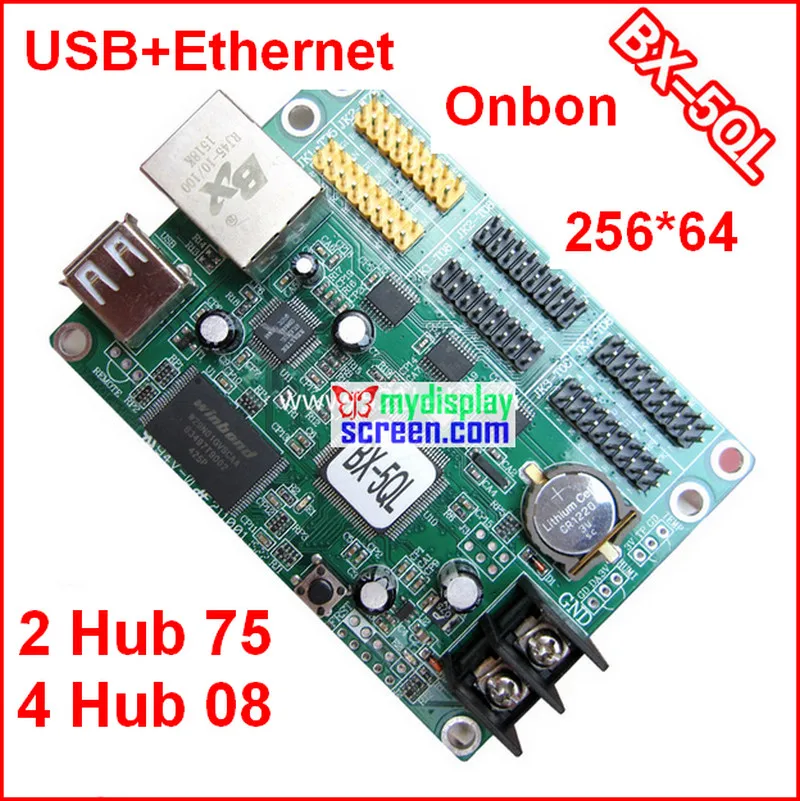 Onbon bx-5ql, usb контроллер, 2 hub75, 4 hub08, Поддержка 256*65 пикселей, серый Асинхронный контроллер, дешевый полноцветный контроль