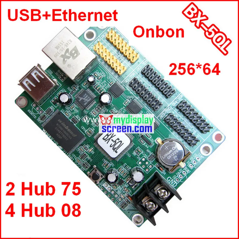 Onbon bx-5ql, usb контроллер, 2 hub75, 4 hub08, Поддержка 256*65 пикселей, Серый контроль Асинхронный контроллер, дешевый полный контроль цвета