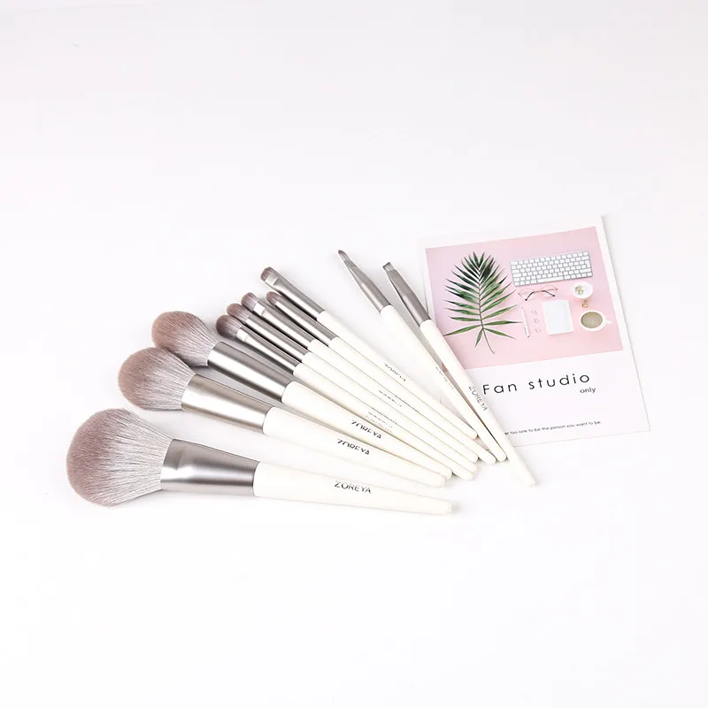 Brusheswithoutbag Бренд Zoreya 10 шт. супер мягкие синтетические волосы профессиональные кисти для макияжа пудра Румяна Тени для век набор кистей для макияжа - Handle Color: Brusheswithoutbag