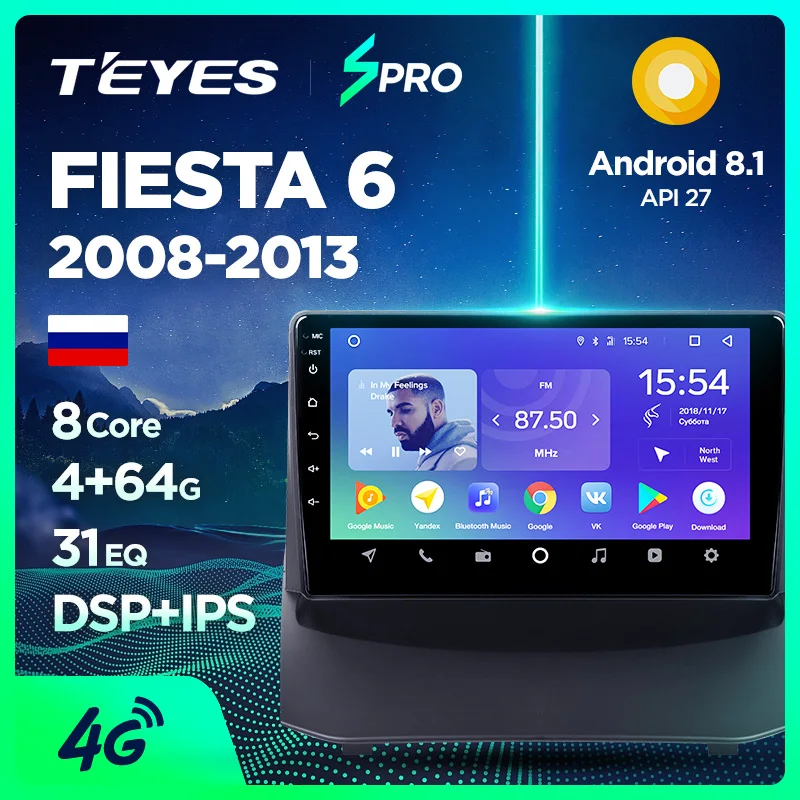 

TEYES SPRO For Ford Fiesta 6 Mk 6 2008-2013 Car Radio Multimedia Video Player Navigation GPS Android 8.1 No 2din 2 din dvd