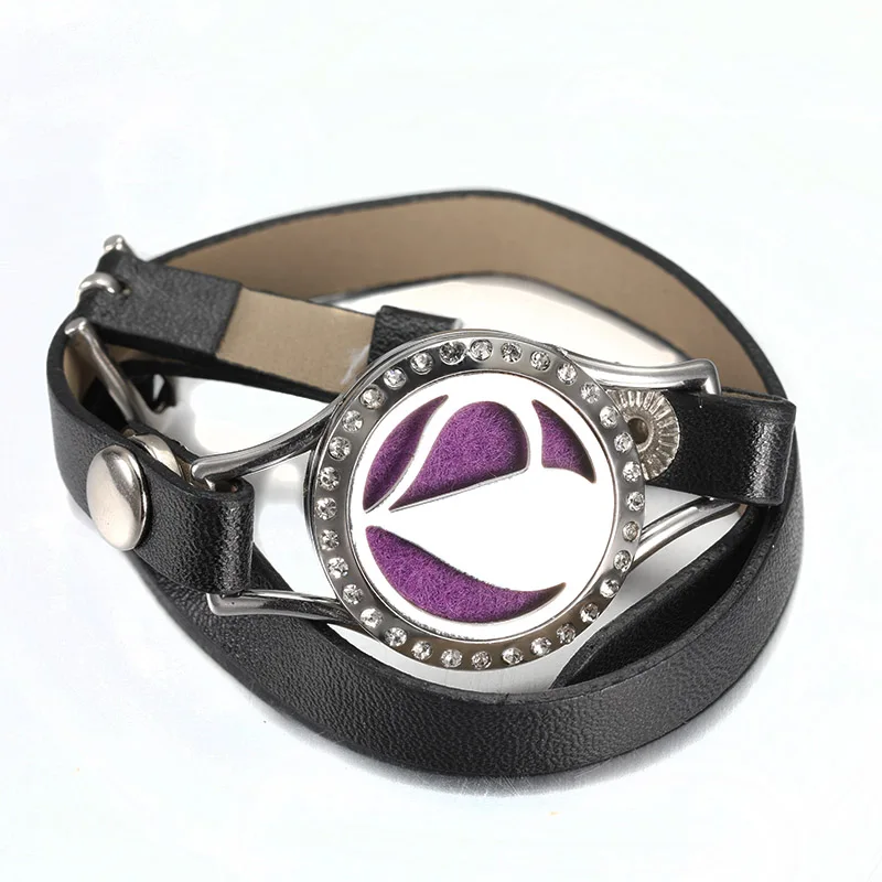 

MODKISR Wholesale Exquisite Heart Stainless Steel Leather Aromatherapy Bracelet Locket Twist Bracelet Send 5 Colored Mats NY01