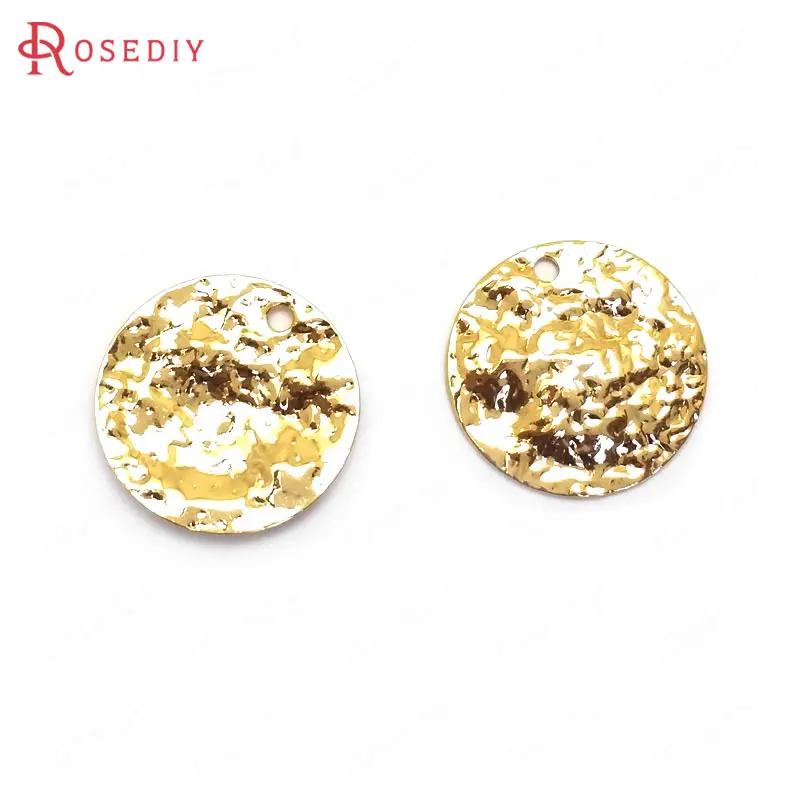 cheap (35977)20PCS 15MM thickness 0.5MM 24K Gold Color Brass Wrinkle Round Disk Charms High Quality Diy Jewelry Findings Accessories