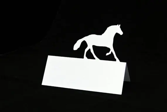 

Trotting Horse PlaceCards rustic Wedding bridal baby shower Dinner Party, Seating table number name Tented Escort Card