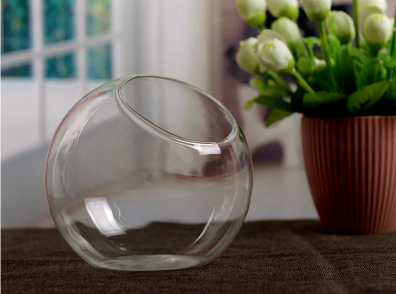 Прозрачная стеклянная ваза, гидропонная ваза для цветов, Висячие круглые стеклянные вазы для аквариума, аквариума, декоративные аксессуары для дома, террариум