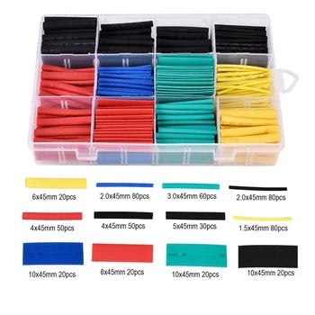 

530Pcs Assorted Polyolefin Heat Shrink Tube Cable Sleeves Wrap Wire Set 8 Size Multicolor/Black/red