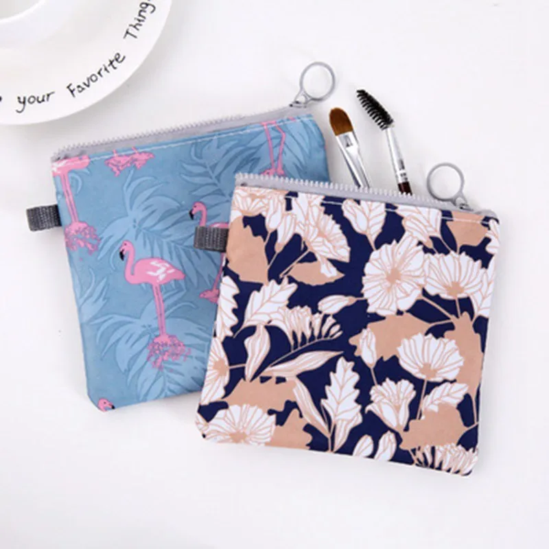  Women Cartoon Flamingo Cosmetic Bag Travel Makeup Purse Case Zipper Make Up Bath Organizer Storage 