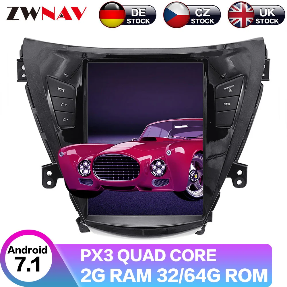 

Android 7.1 Tesla Screen 10.4" Car Stereo For Hyundai Elantra 2011-2013 Auto Radio GPS Navigation Multimedia Headunit