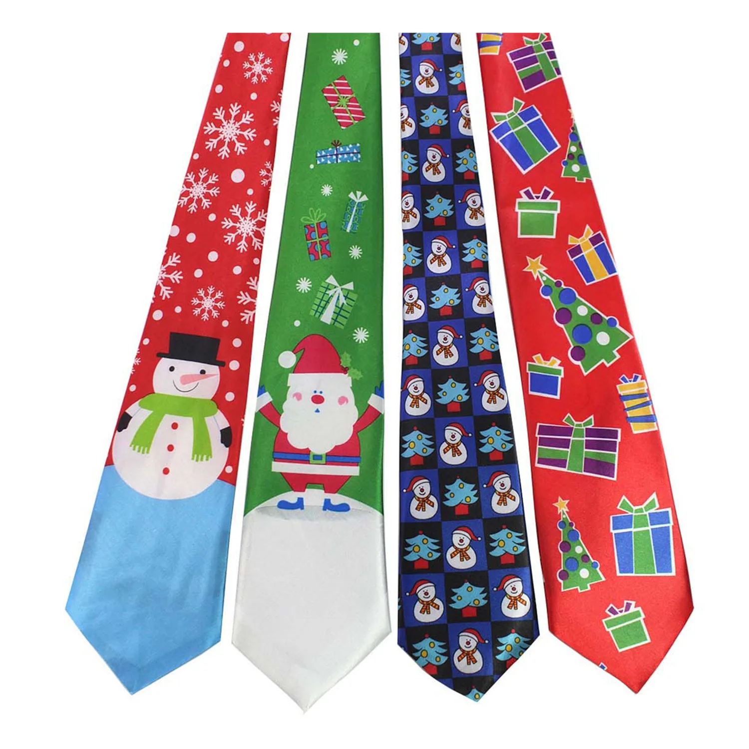 Blue Printed Christmas Tie 9.5cm Green Tree Novelty Necktie Red Santa ...