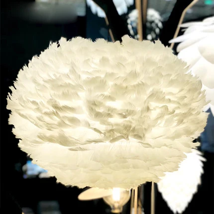 

LED Modern Pendant Lights White Feather Pendant Lamps Home Indoor Lighting Restaurant Dining Room Living Room Bedroom Hang Lamps